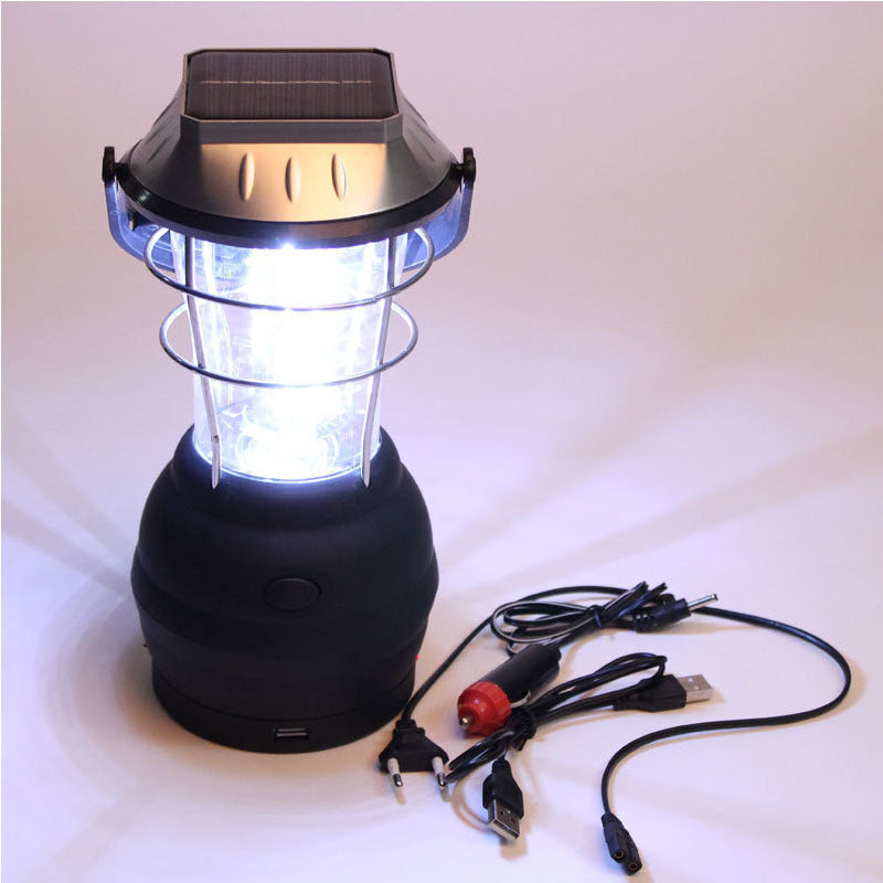 Lampara de camping con carga solar y manivela