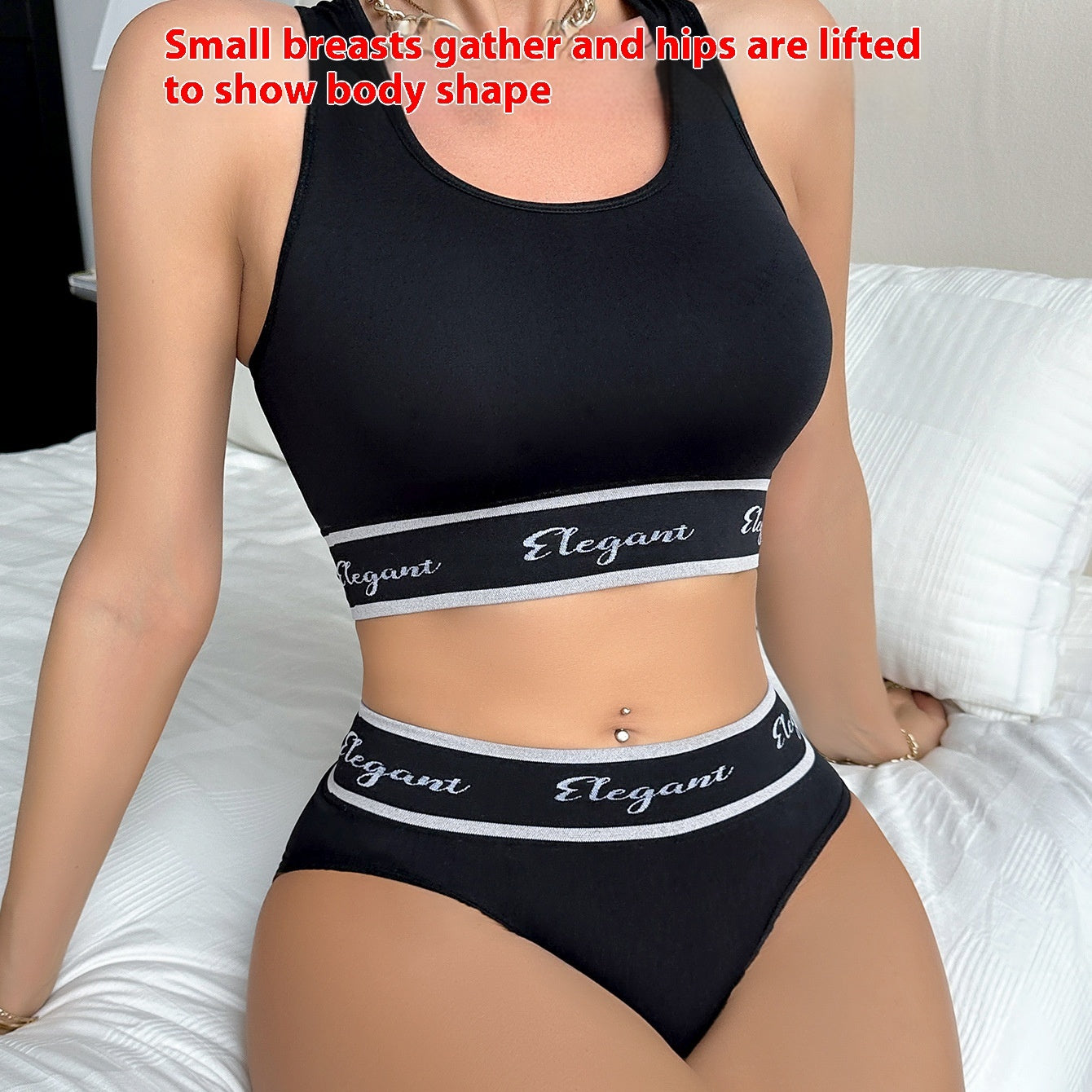 Traje de ropa interior Push Up Sujetador de sujeción de pecho Sujetador deportivo de copa completa con letras