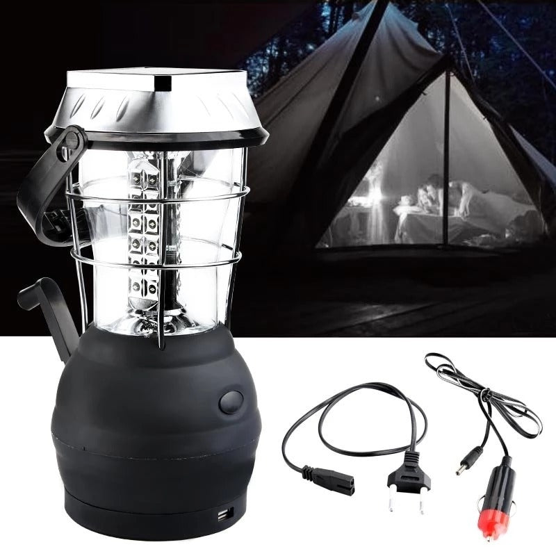 Lampara de camping con carga solar y manivela