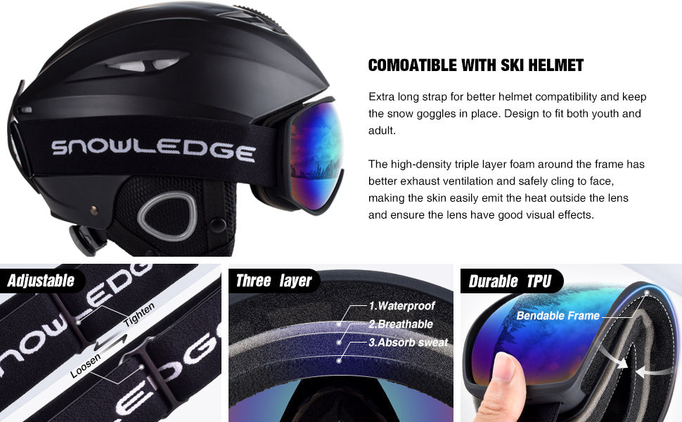 Gafas de esquí antivaho de doble capa, gafas de esquí de montaña