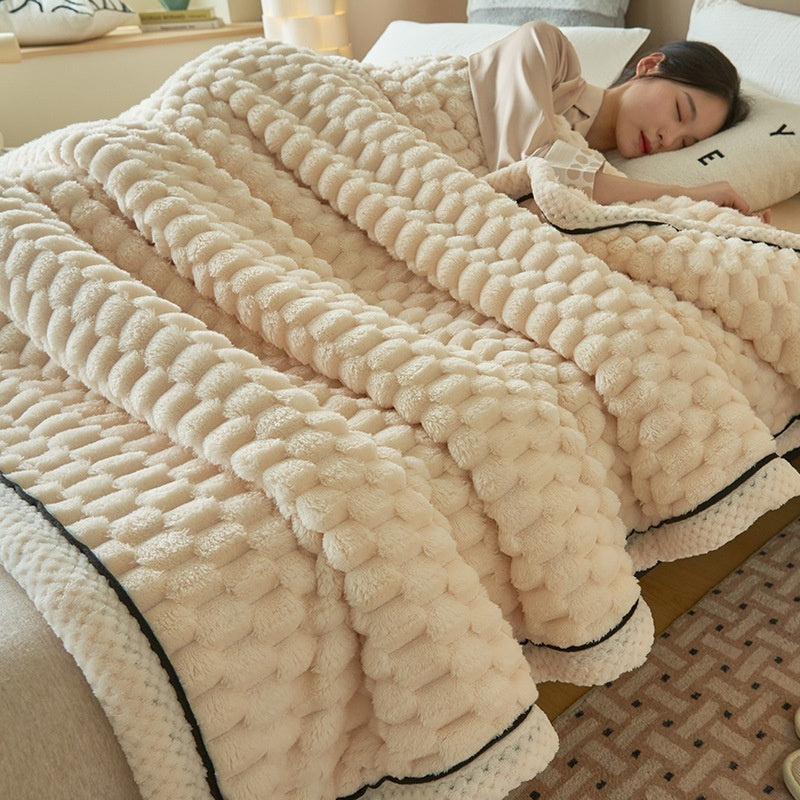 Manta térmica gruesa de franela coral para invierno