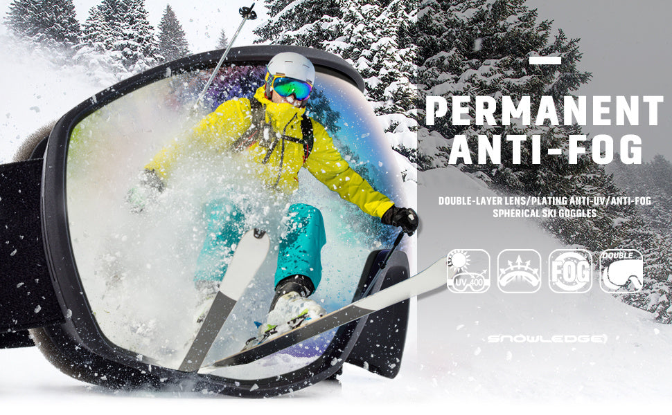 Gafas de esquí antivaho de doble capa, gafas de esquí de montaña