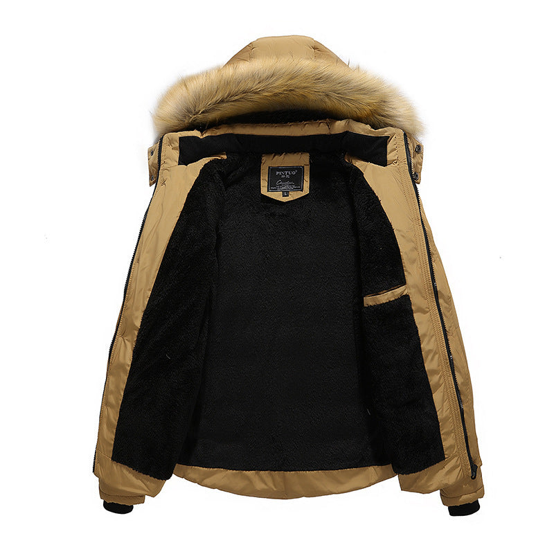 Chaqueta de algodón con capucha y Cuello de piel para hombre