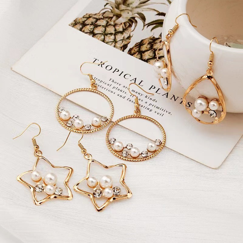 Pendientes retro geométricos populares de moda