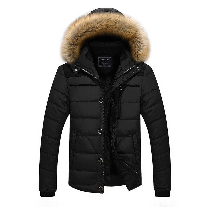 Chaqueta de algodón con capucha y Cuello de piel para hombre