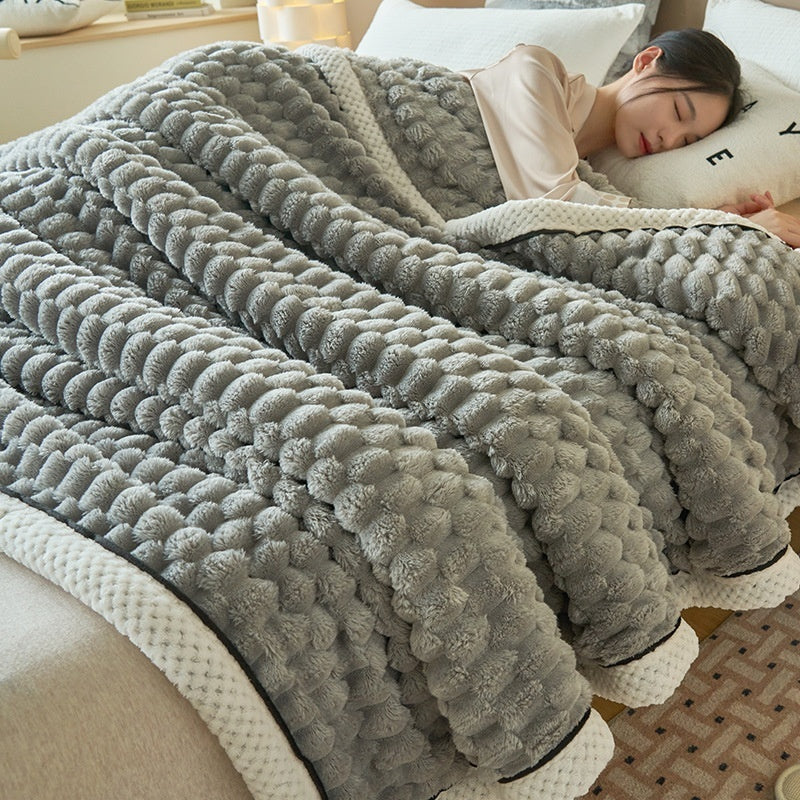 Manta térmica gruesa de franela coral para invierno