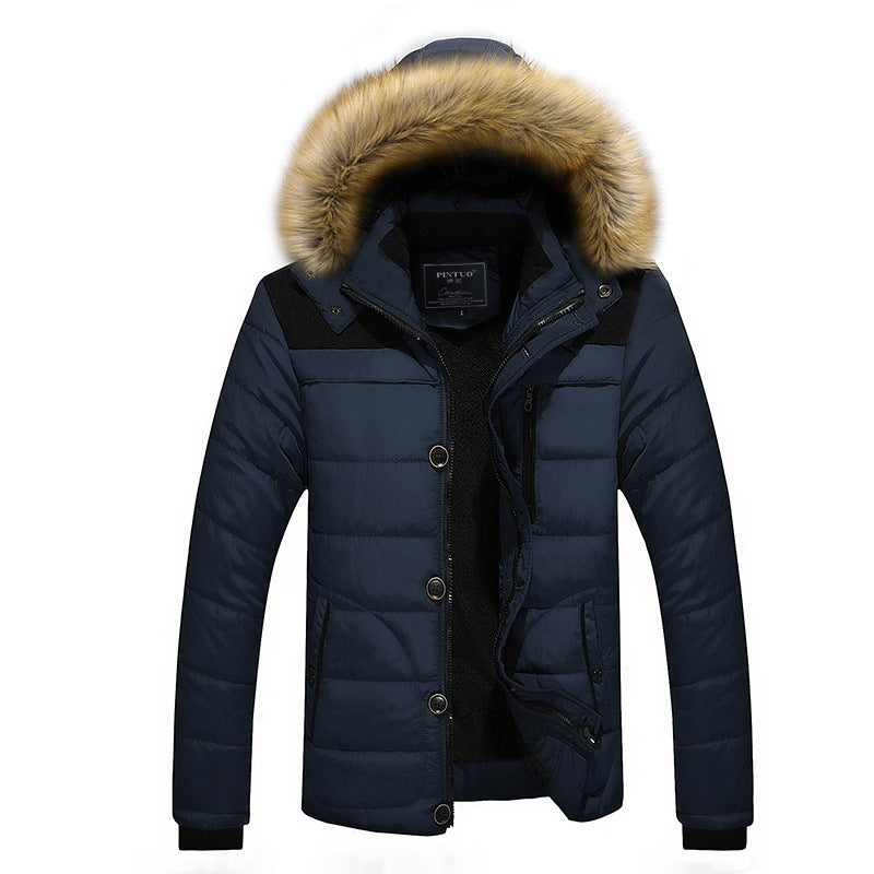 Chaqueta de algodón con capucha y Cuello de piel para hombre