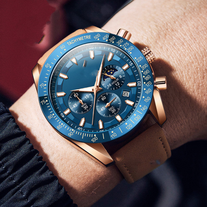 Reloj de cuarzo luminoso multifunción de moda para hombre