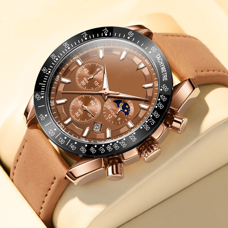 Reloj de cuarzo luminoso multifunción de moda para hombre