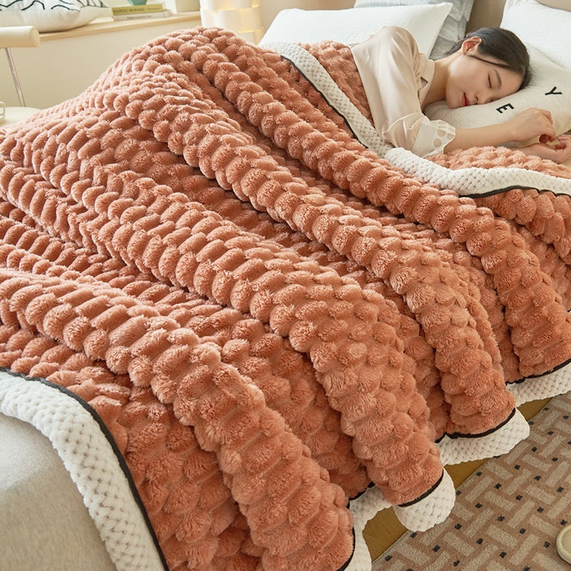 Manta térmica gruesa de franela coral para invierno