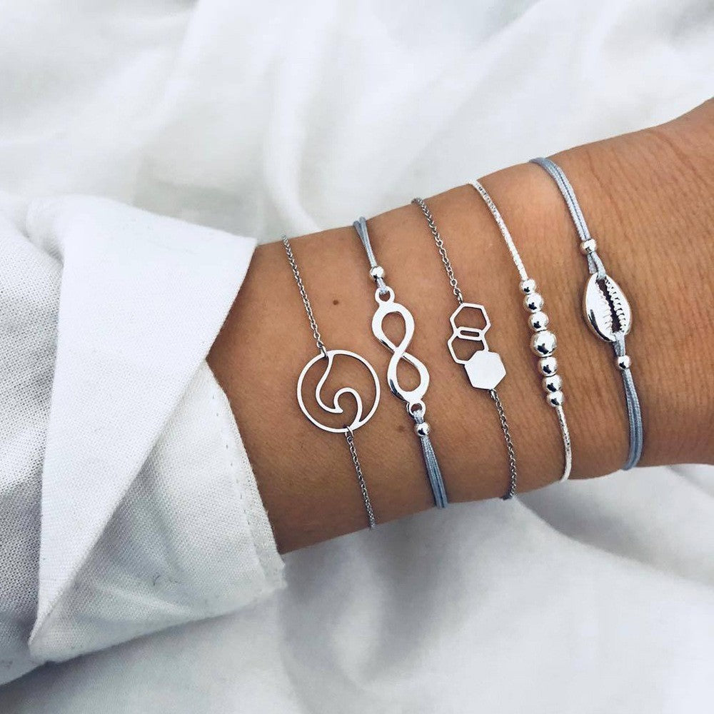 Conjunto de pulseras y brazaletes bohemios con cuentas vintage