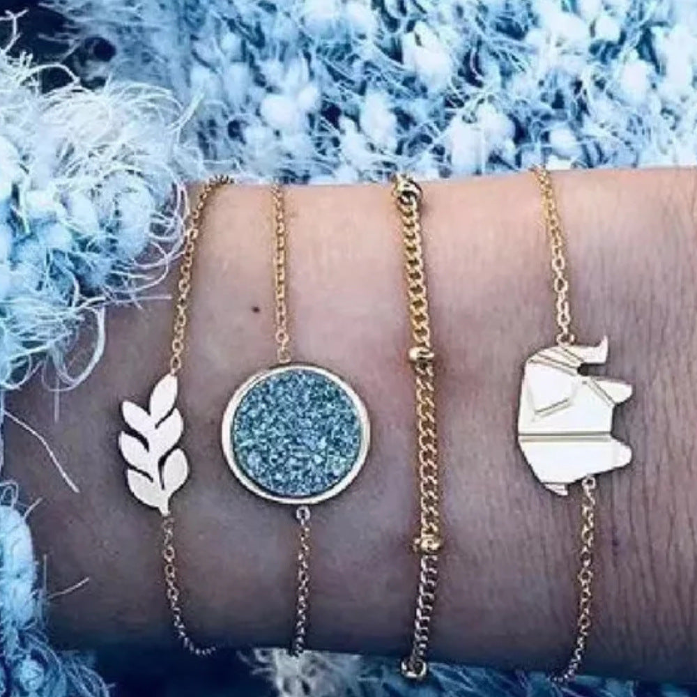 Conjunto de pulseras y brazaletes bohemios con cuentas vintage