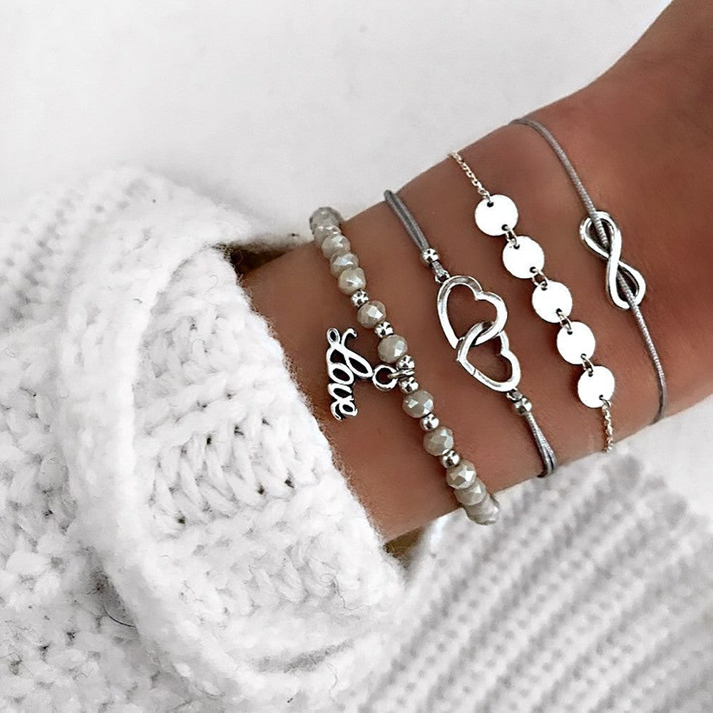 Conjunto de pulseras y brazaletes bohemios con cuentas vintage