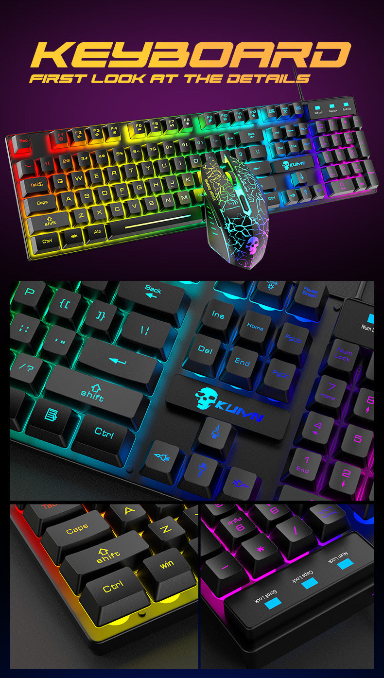 Set de teclado y ratón luminoso Kuiying T6RGB