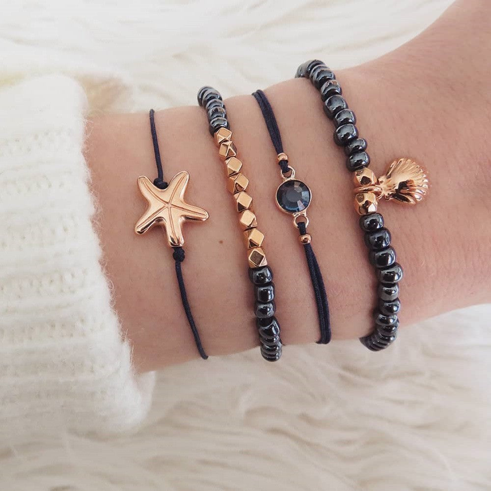 Conjunto de pulseras y brazaletes bohemios con cuentas vintage