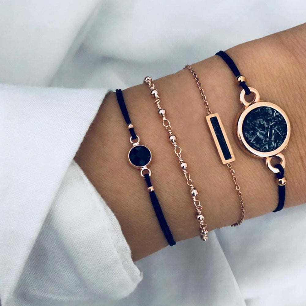 Conjunto de pulseras y brazaletes bohemios con cuentas vintage