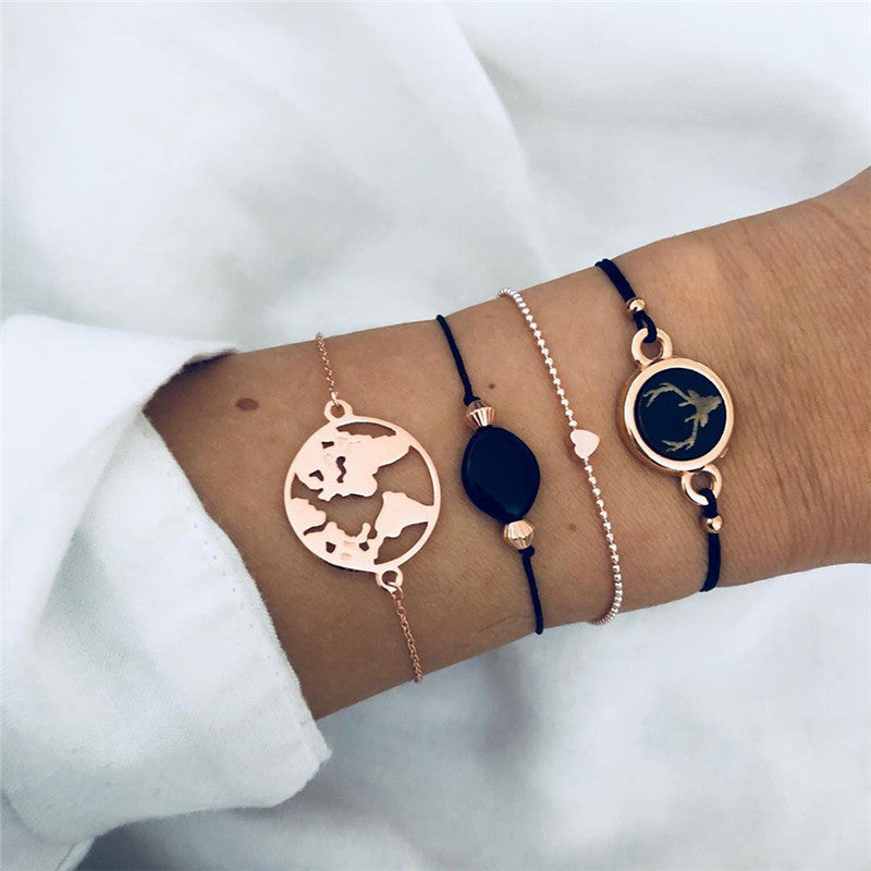 Conjunto de pulseras y brazaletes bohemios con cuentas vintage
