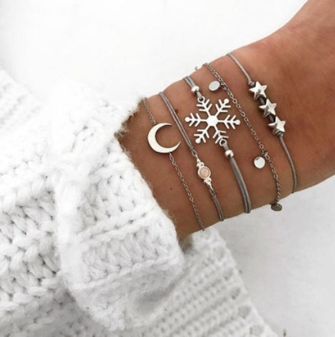 Conjunto de pulseras y brazaletes bohemios con cuentas vintage