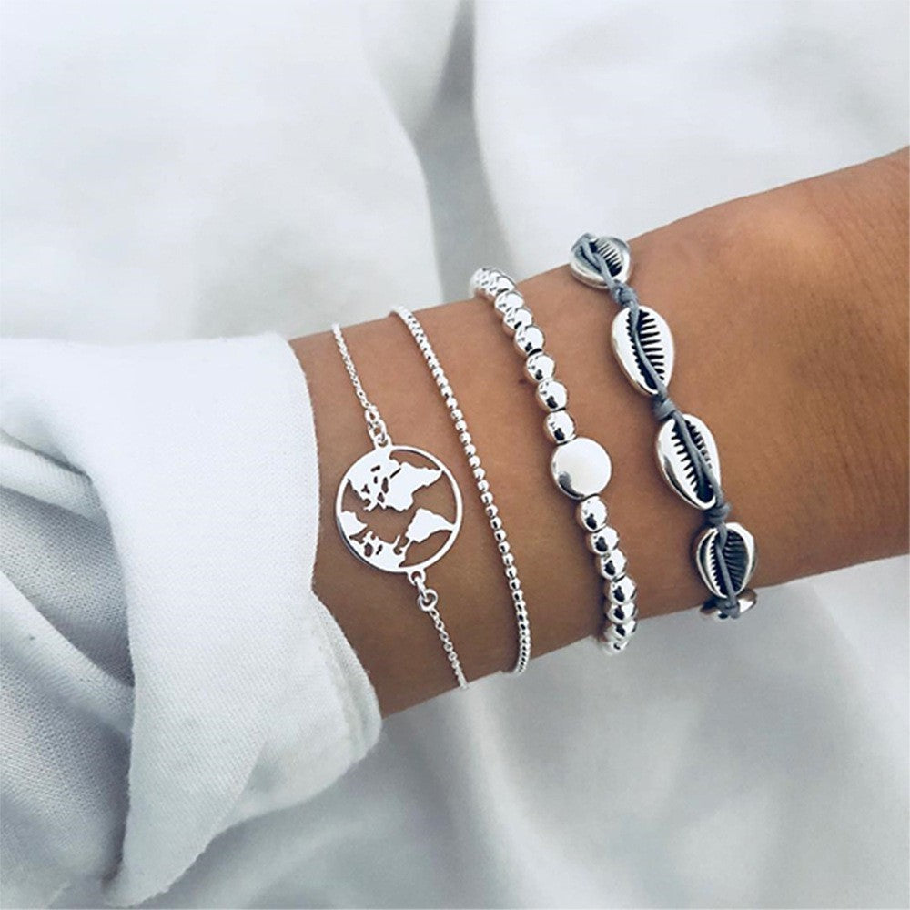 Conjunto de pulseras y brazaletes bohemios con cuentas vintage
