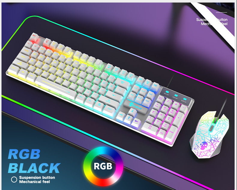 Set de teclado y ratón luminoso Kuiying T6RGB