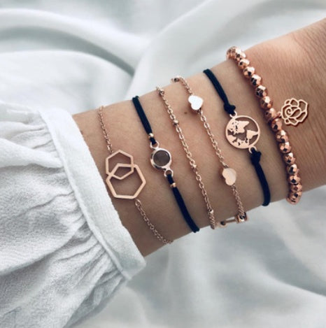 Conjunto de pulseras y brazaletes bohemios con cuentas vintage