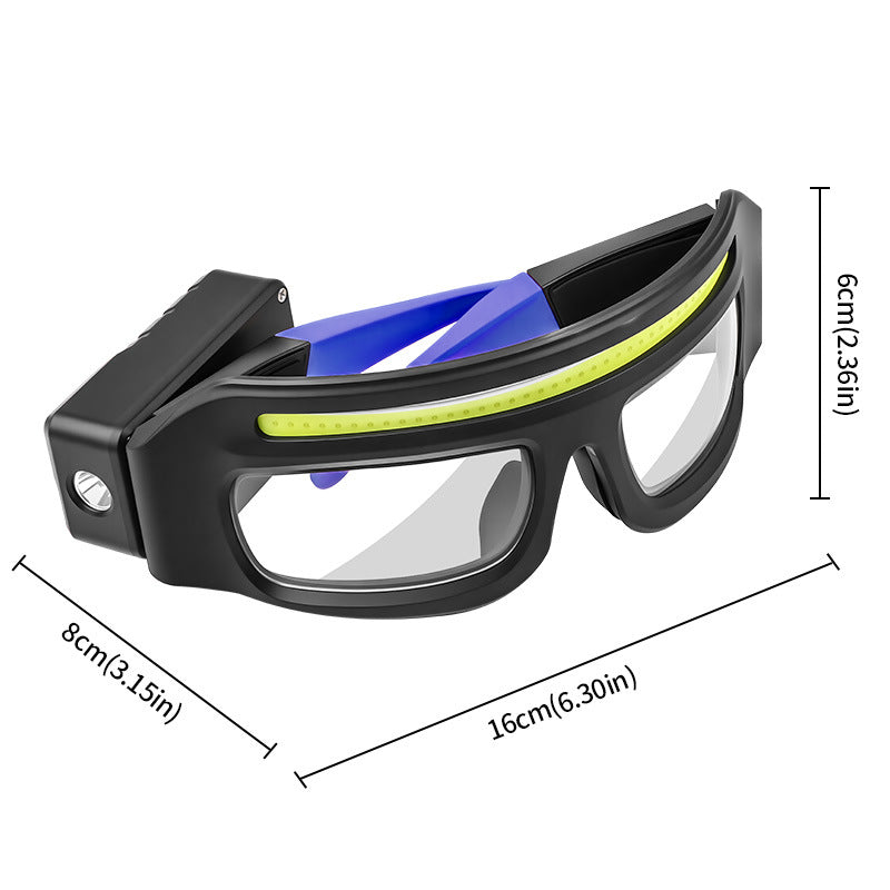 Linterna multifuncional con carga tipo C. Gafas Led.