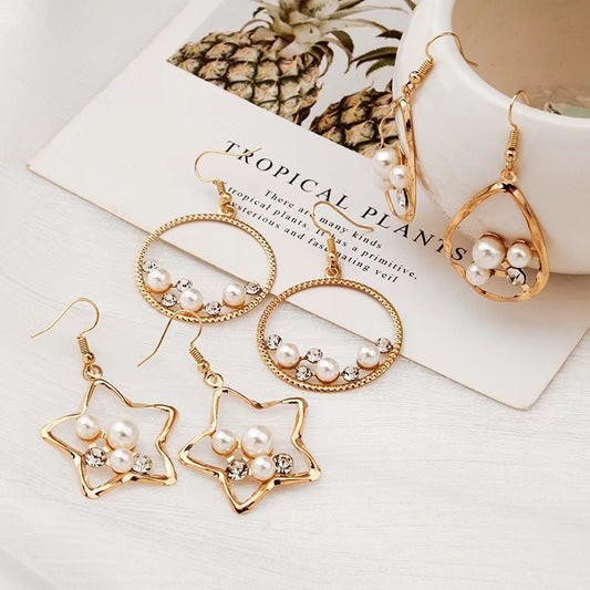 Pendientes retro geométricos populares de moda