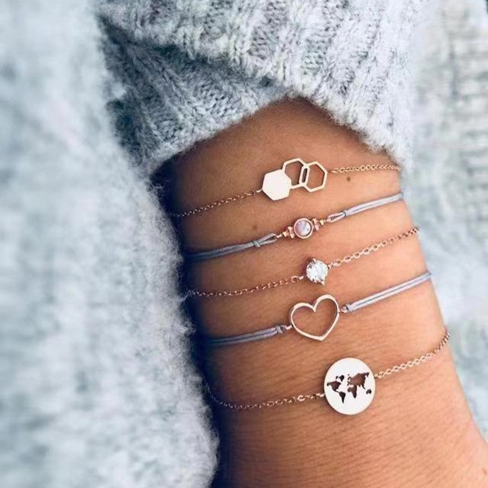 Conjunto de pulseras y brazaletes bohemios con cuentas vintage