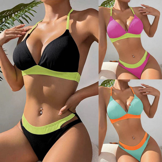 Bikini a juego de colores para mujer