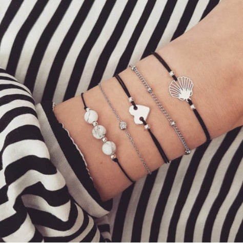 Conjunto de pulseras y brazaletes bohemios con cuentas vintage