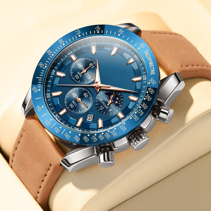 Reloj de cuarzo luminoso multifunción de moda para hombre