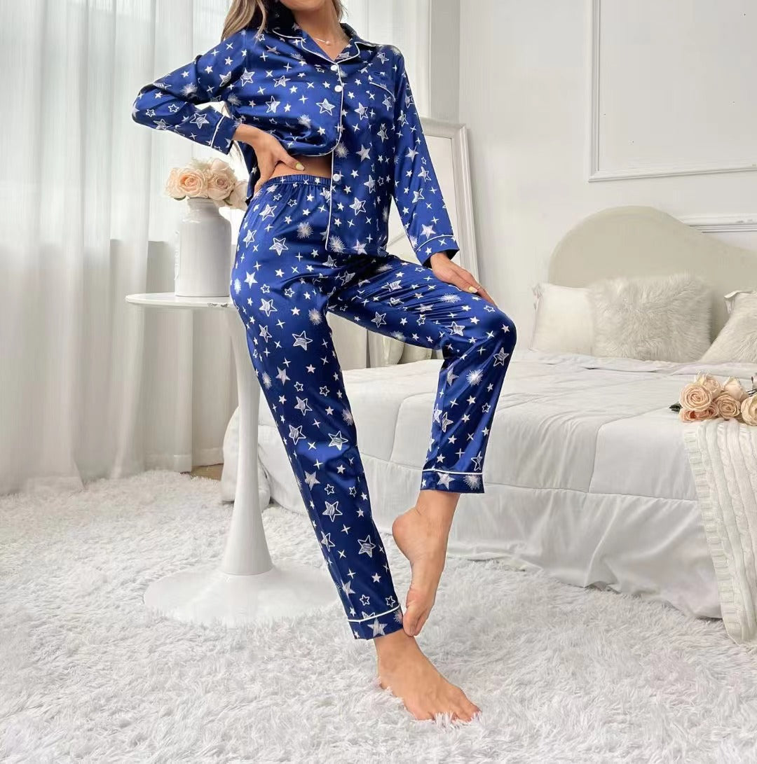 Pijamas de mujer dulce lujo 5050 solapa de seda artificial