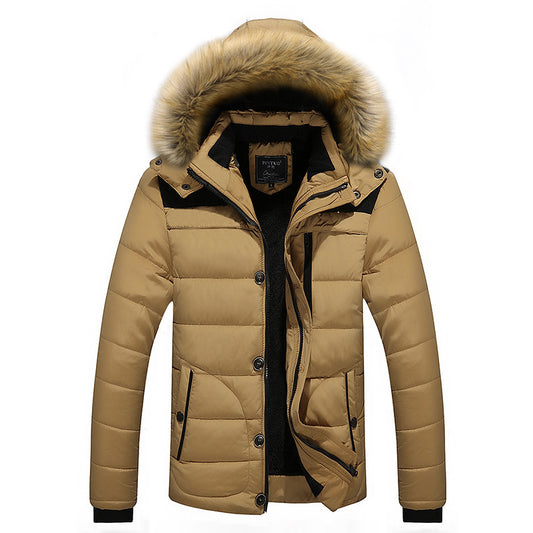 Chaqueta de algodón con capucha y Cuello de piel para hombre