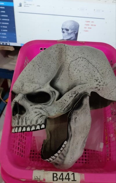 Máscara de calavera con boca móvil para Halloween, casco, boca móvil, máscara de calavera de cabeza completa