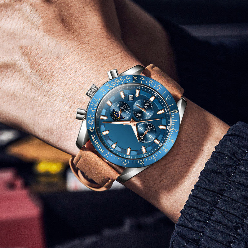 Reloj de cuarzo luminoso multifunción de moda para hombre