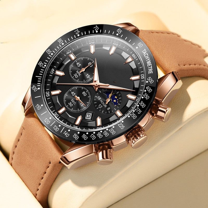 Reloj de cuarzo luminoso multifunción de moda para hombre