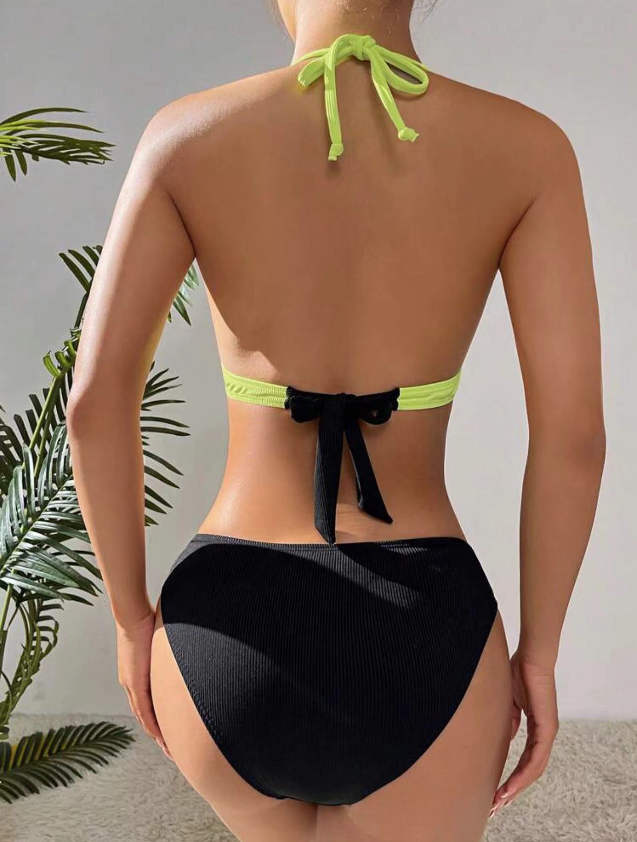 Bikini a juego de colores para mujer